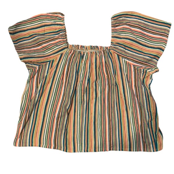 Women’s Joyspun Size XL (14/16) Colorful striped Cotton puff sleeve sleep top - Picture 2 of 5